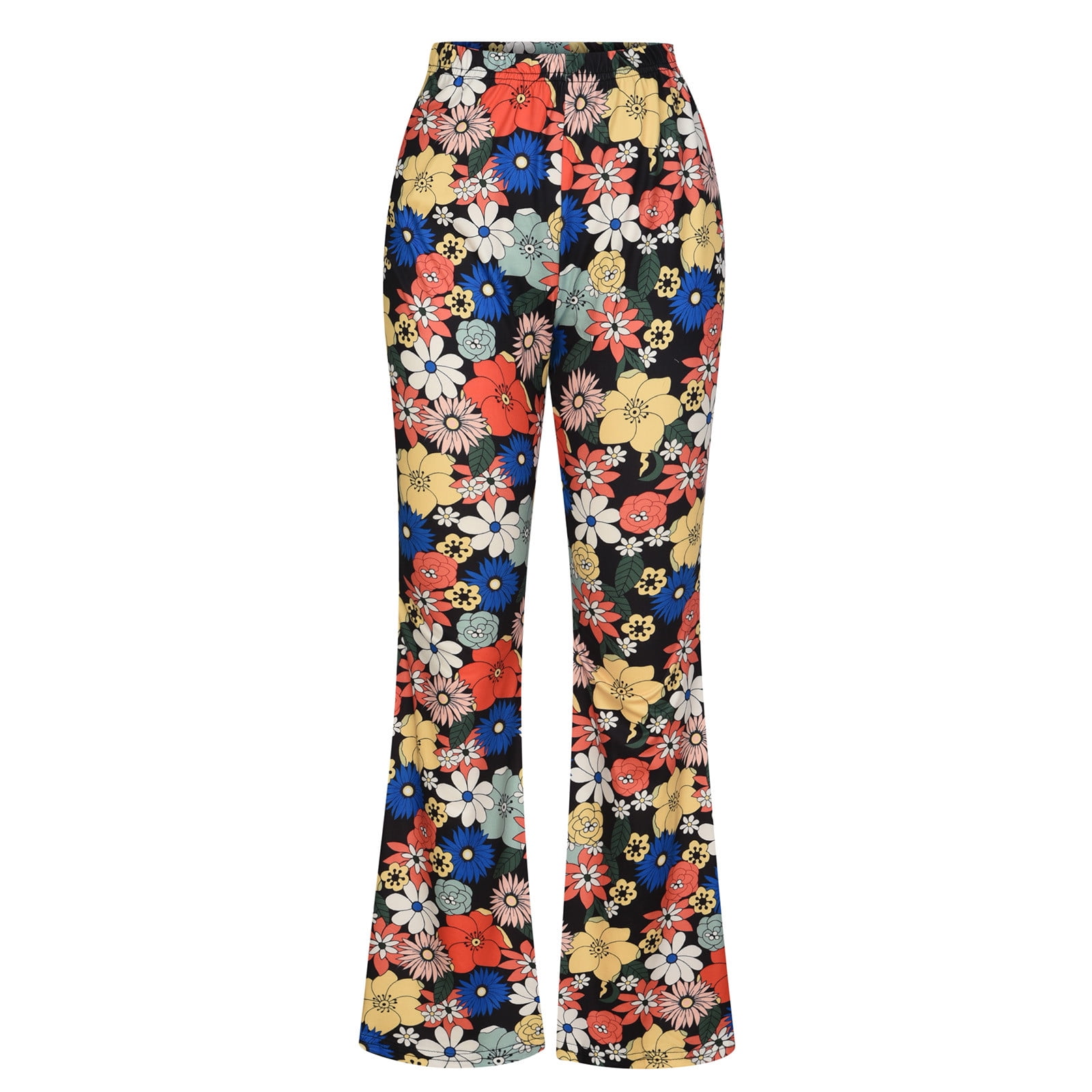 CECEVE Flared Leggings for Women Bell Bottom Wide Leg Pants Trousers with  Elastic High Waisted 70s Outfits for Women(Multicoloured Floral,L) at   Women's Clothing store