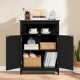thumbnail image 2 of Bathroom Storage Cabinet, Wooden Free Standing Storage Organizer with 2 Doors & 1 Open Compartment, Adjustable Shelf,Floor Cabinet for Bathroom, Living Room, Hallway, Black, 2 of 18