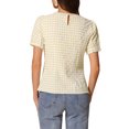 thumbnail image 3 of INSPIRE CHIC Women's Vintage Gingham Tops Puff Short Sleeve Crew Neck Casual Shirt Blouse L Pale Yellow, 3 of 6