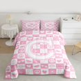 thumbnail image 2 of Feelyou Initial C Letter Full Size Comforter Sets for Teens, Love Heart Bowknot Bedding Comforter Set, Pink Princess Style Reversible Bedding Sets, Luxury Bedroom Decor, 3 Pieces, 2 of 8