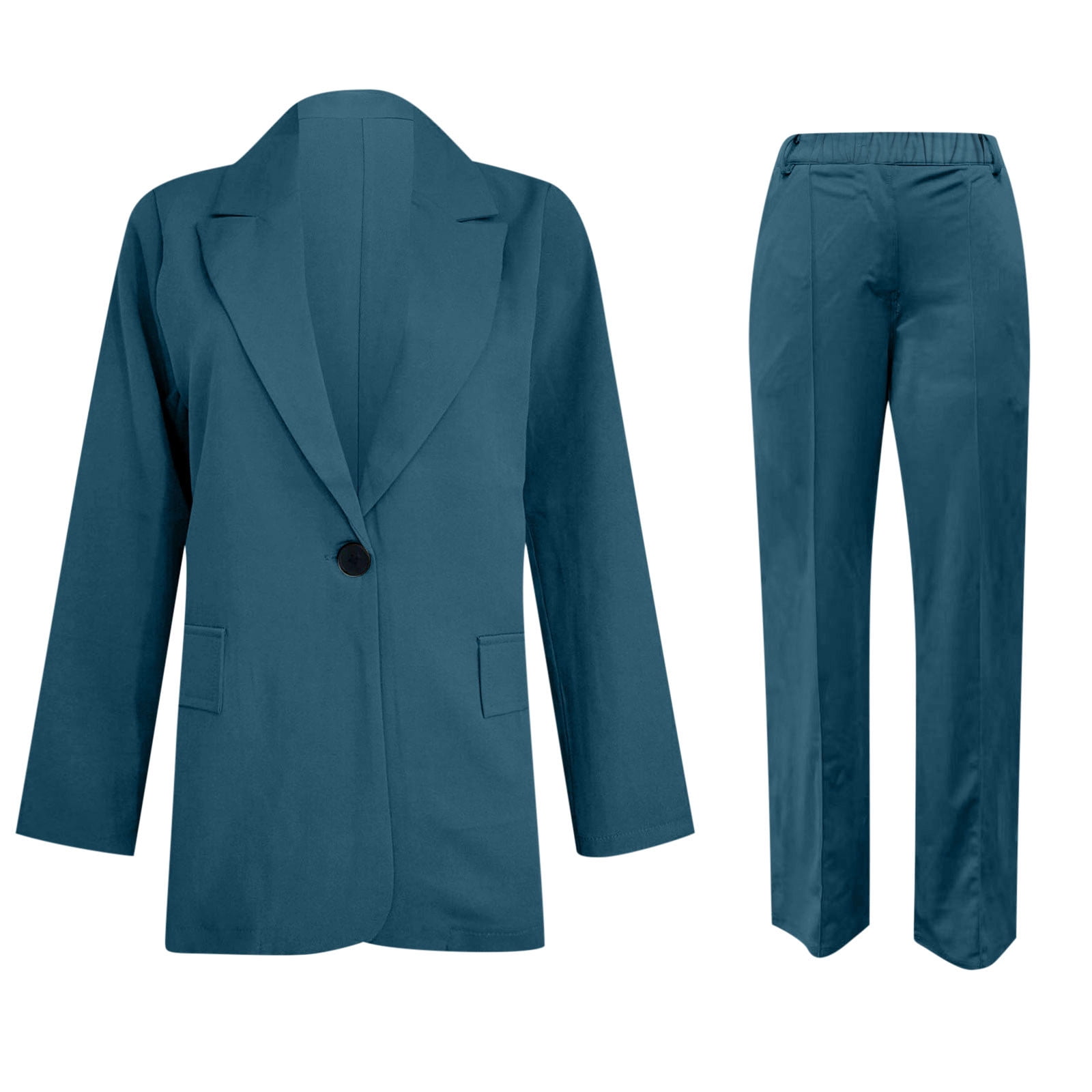 2026 Dressy Blazer Sets Women 2 Piece Business Outfits Plus Size Open Front Long Sleeve Blazers Matching Clothes