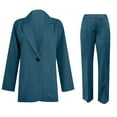 thumbnail image 3 of Dezsed Women's 2 Piece Outfit Casual Solid Open Front Blazer Jackets and Dressy Dress Pant Elegant Business Office Suits Set Fall Outfit Blue S, 3 of 4