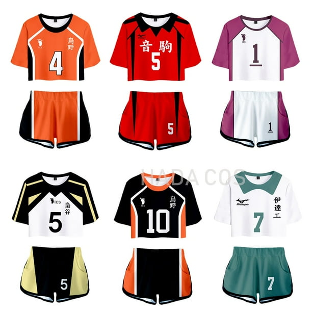 Shiratorizawa School Cosplay Uniform Jersey Sportswear Top Shorts Set for Women