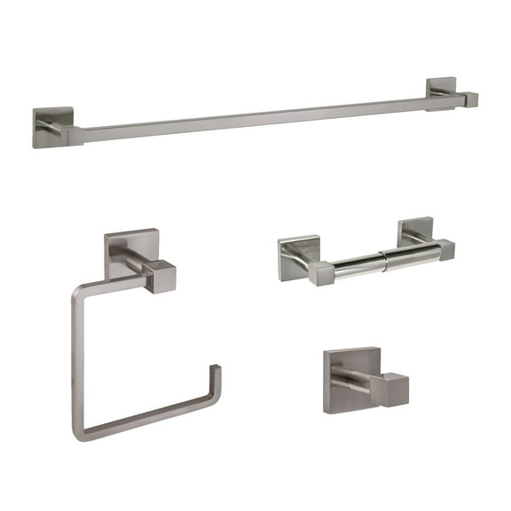Design House Karsen 4-Piece Bathroom Hardware Accessory Kit, Satin Nickel