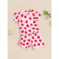 thumbnail image 5 of Aojekbee Little Girls Summer 2PCS Sets Flying Sleeve O Neck Strawberry Print T-shirt Shorts Sets, 5 of 10