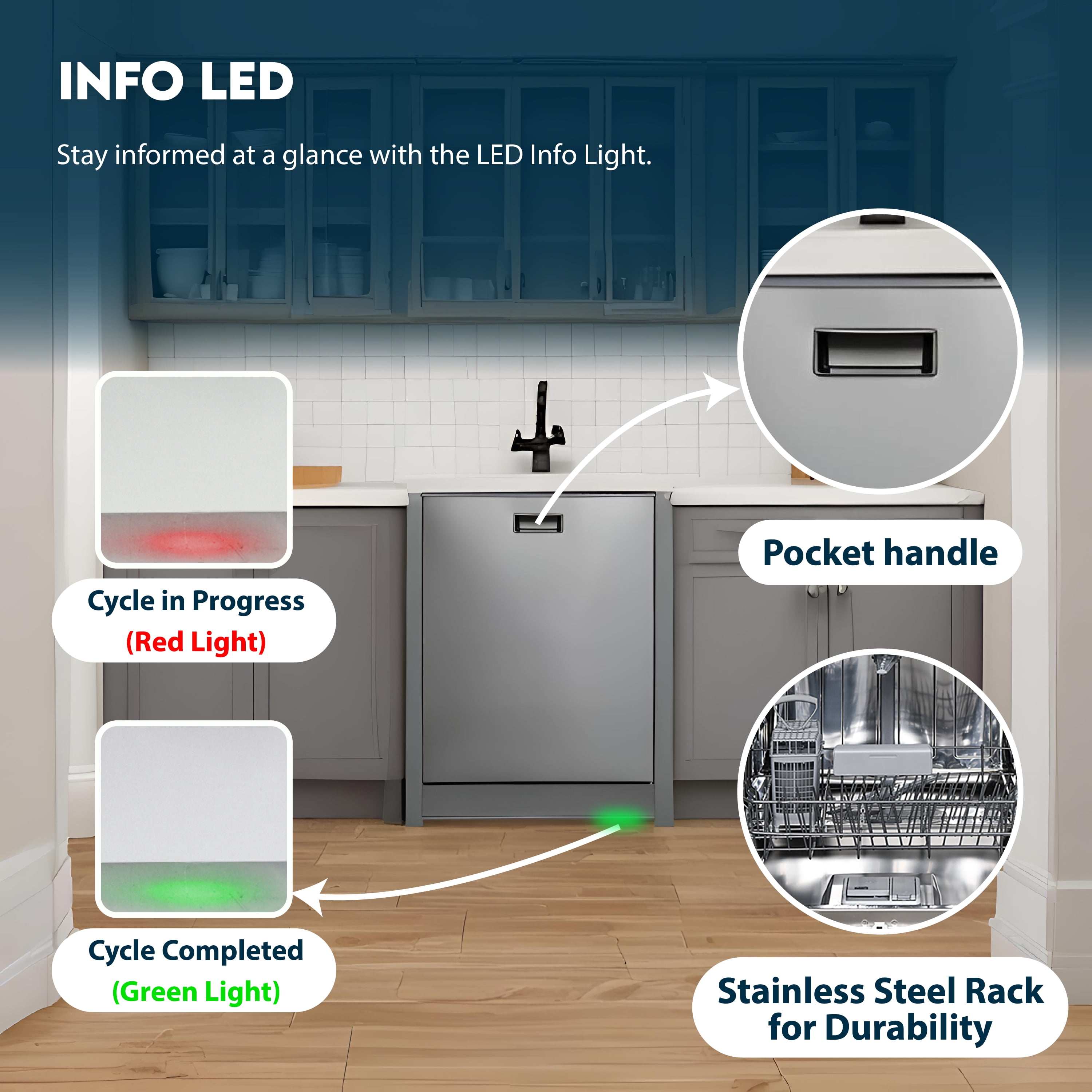 Equator 24" Built-In Dishwasher w/ Top Control 15 Place Settings Made in Europe E-star Certified