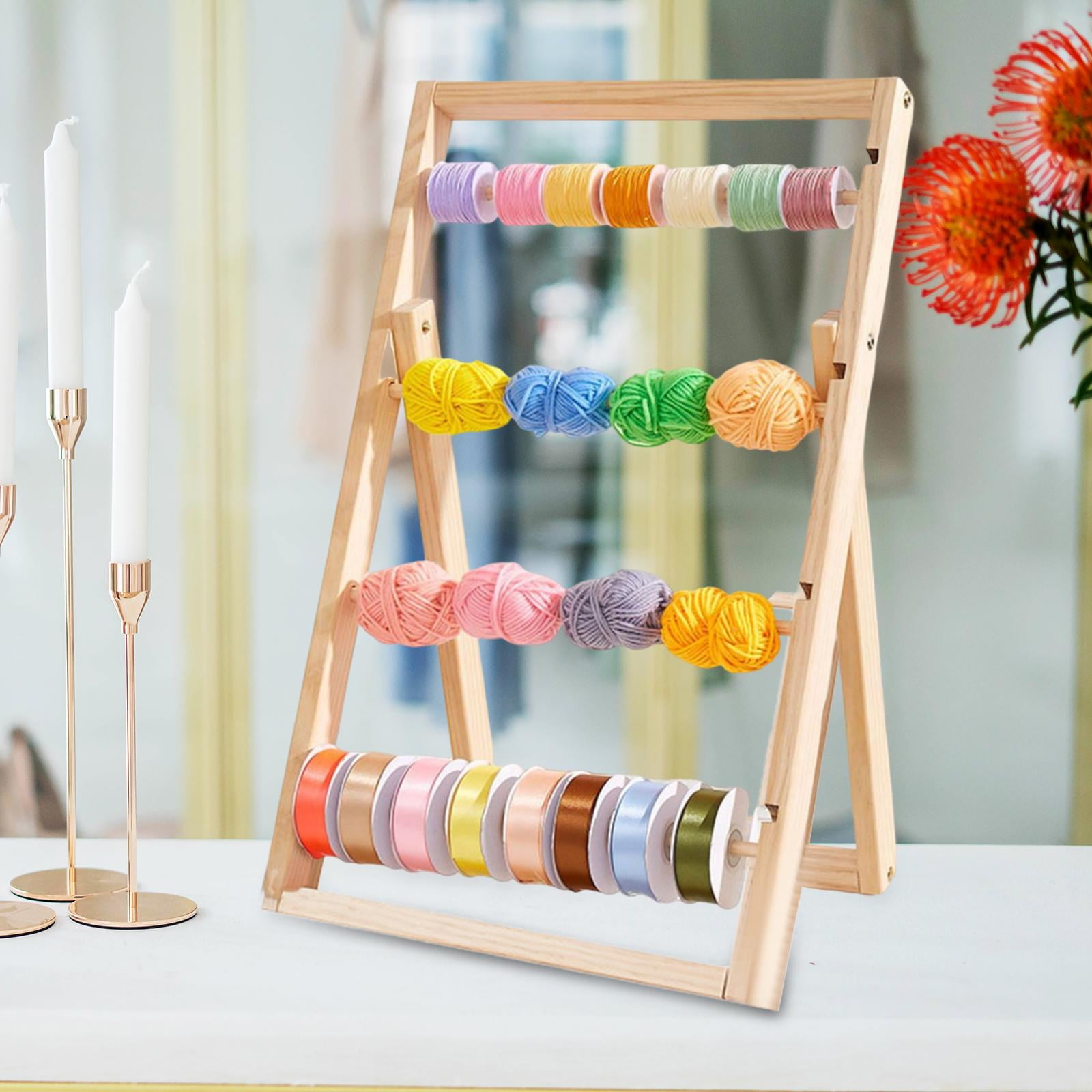 Wooden Ribbon Organizer Storage Rack Craft Holder Large Capacity Wood Material for Craft Room Use