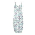 thumbnail image 5 of SMihono Robe Maxi Bohème d'Été pour Femmes Grande Taille Mode Femme Bretelles Taille Mi-Haute Col en V Sans Manches Rayée Imprimée Robe Longue de Plage, 5 of 5
