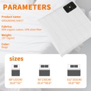 Debonair Grounding Sheets,90% Organic Cotton + 10% Pure Silver Fiber, Grounding Bed Sheets with Grounding Cord for Healthy Sleep Therapy for Adults,White