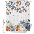 thumbnail image 2 of Shower Curtains for Bathroom, Navy Blue Pumpkin Fall Waterproof Fabric Shower Curtain, Thanksgiving Maple Leaves Branches Decorative Bathroom Curtain for Bathtub, 36"x72", No Hooks Included, 2 of 9