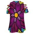 thumbnail image 4 of T-Shirt Femme Style Hippie Psychédélique Flower Power ic, Mode Été, Imprimé Floral, Col en V, Fermeture Éclair, Pull Creux, 4 of 5