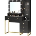 thumbnail image 4 of Afuhokles Vanity Table with Lighted Mirror and Charging Station, Vanity Desk with 10 LED Bulbs, Makeup Table with with 5 Drawers, Black, 4 of 8