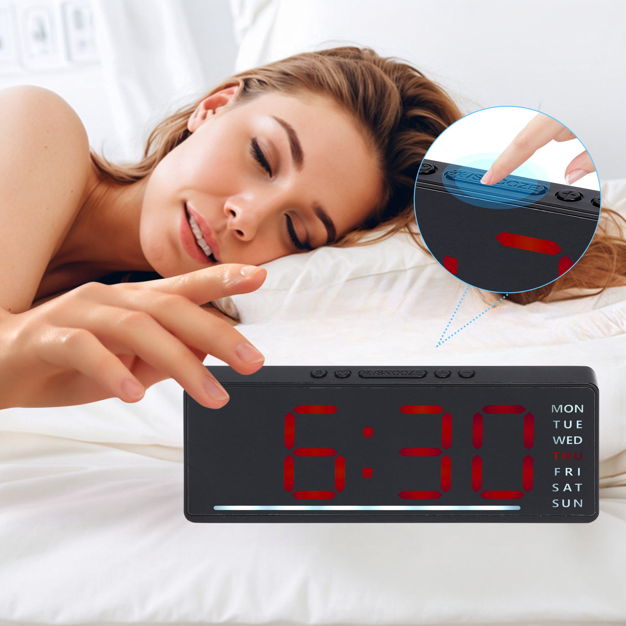 Unique Bargains 2 Pcs Digital Dual Alarm Clock 6.1 x 2.4 x 1 in Red/Orange