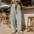 thumbnail image 6 of Lmnyox Women's Fashion Pants Striped Elastic High Waist Drawstring Pants Casual Pull-on Trousers with Pockets, 6 of 9