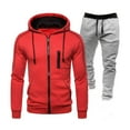 thumbnail image 2 of VBTAPA Men's Tracksuit 2 Piece Set Long Sleeve Zip Up Hoodie Sweatsuits Athletic Jogging Suit Solid Casual Sports Outfits with Pockets Big Deals Today Red S, 2 of 3