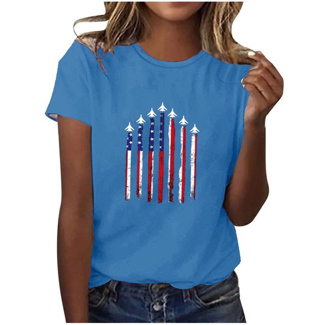 Blusas para las Mujeres Casual, Estampado Manga Corta Cuello Redondo Camiseta Top Hecho de Cómodo Estante de Imitación para Toda la Temporada de Uso Diario, Tops Cortos para las Mujeres