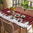 thumbnail image 3 of Red Plaid Christmas Table Cloths for 6 Foot Rectangle Tables, Xmas Elk Tree Snowflake Forest Patio Waterproof Elastic Fitted Tablecloths, Washable Rectangular Table Cover for Camping, 3 of 8