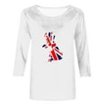 thumbnail image 3 of WREESH Womens Basic Graphic Tees Great Britain Uk Flag T-Shirts Casual 3/4 Sleeve T-Shirts Crewneck Cute Tunic Tops Loose Fit Pullover Blouses White, 3 of 5