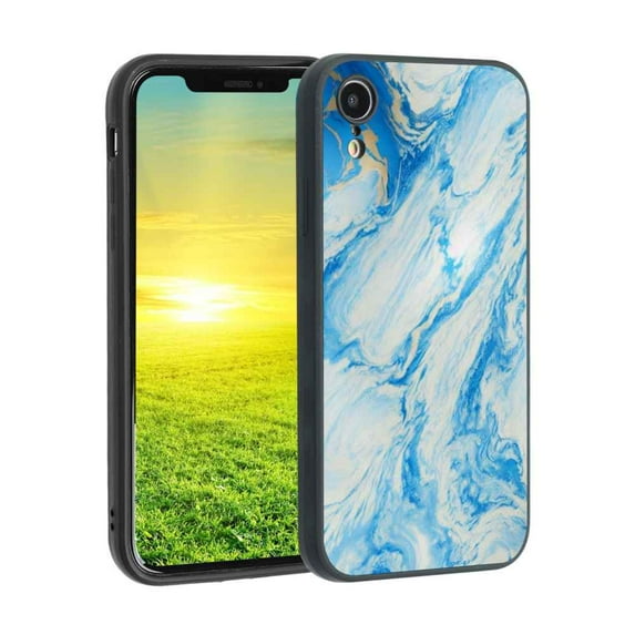 Blue-Marble-s-Men Phone Case, Degined for iPhone XR Case Men Women, Flexible Silicone Shockproof Case for iPhone XR