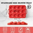 thumbnail image 2 of 2 Pack Mini Silicone Muffin Pan with Metal Frame, Non-stick Regular Silicone Cupcake Pan with Handles 24 Cup, Silicon Muffin Tin Tray for baking, egg bites, Cupcake Mold, BPA Free Red, 2 of 10