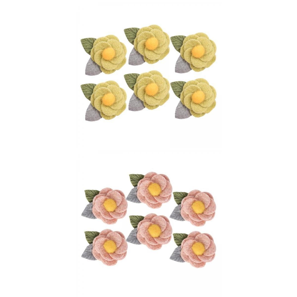 5 x Felt Flower Appliques/Patches Mixed Colours
