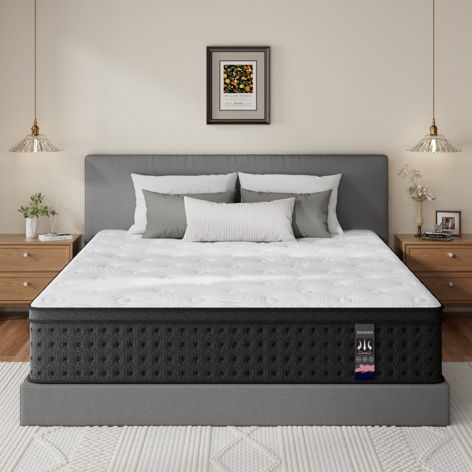 Twin Mattress, KOW 14 inch Twin Size Memory Foam Hybrid Mattress in a Box, Medium
