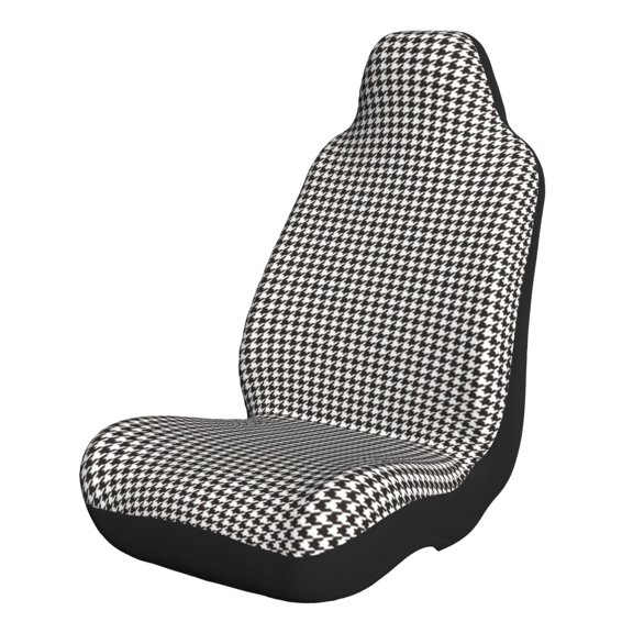 Naloa Houndstooth Black And White Car Seat Covers 2PCs Front Car Seat Covers Universal fit for Most Cars SUVs and Trucks - 1