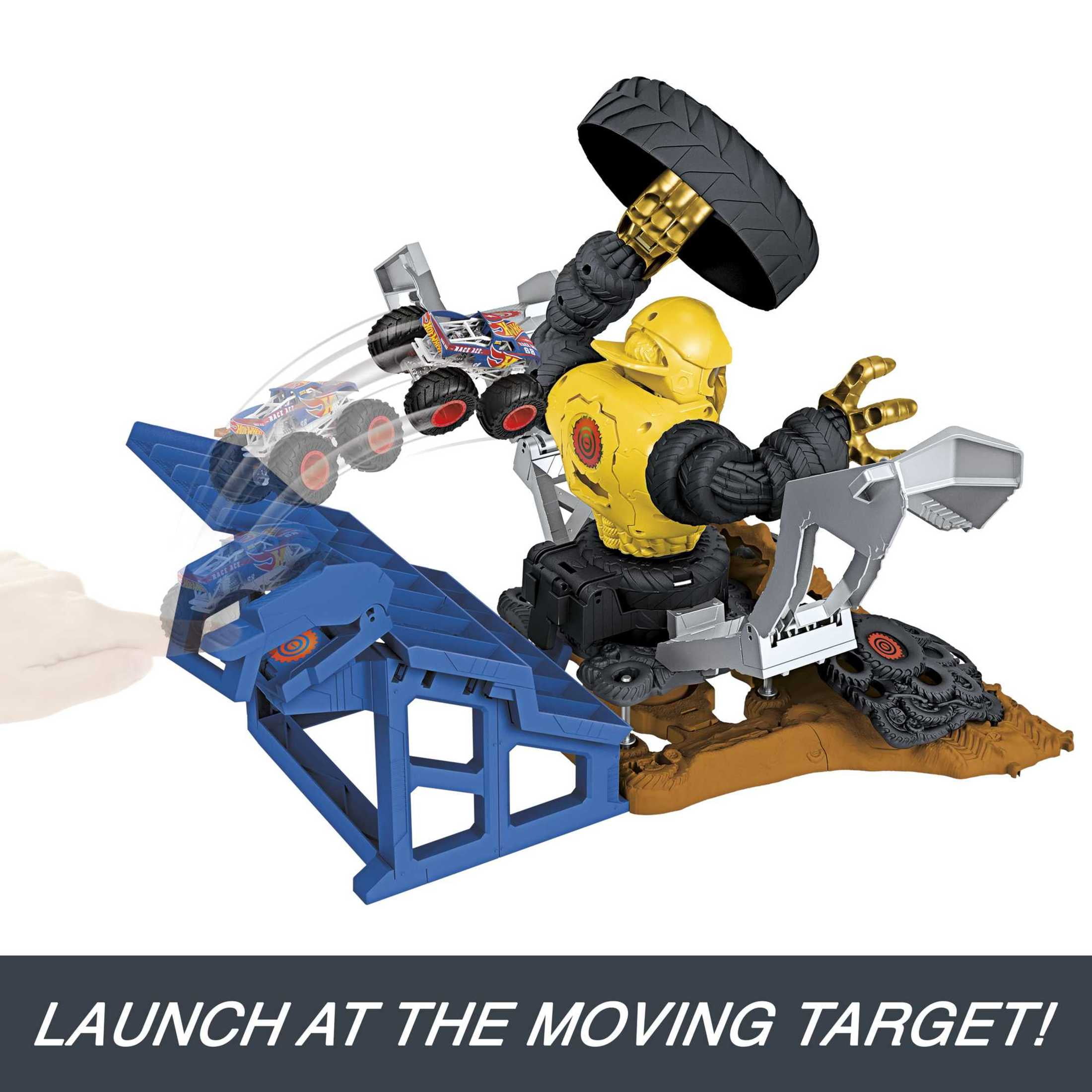 Hot Wheels Monster Trucks Arena Smashers Mega-Wrex Vs. Crushzilla Takedown Playset, 23.62 in
