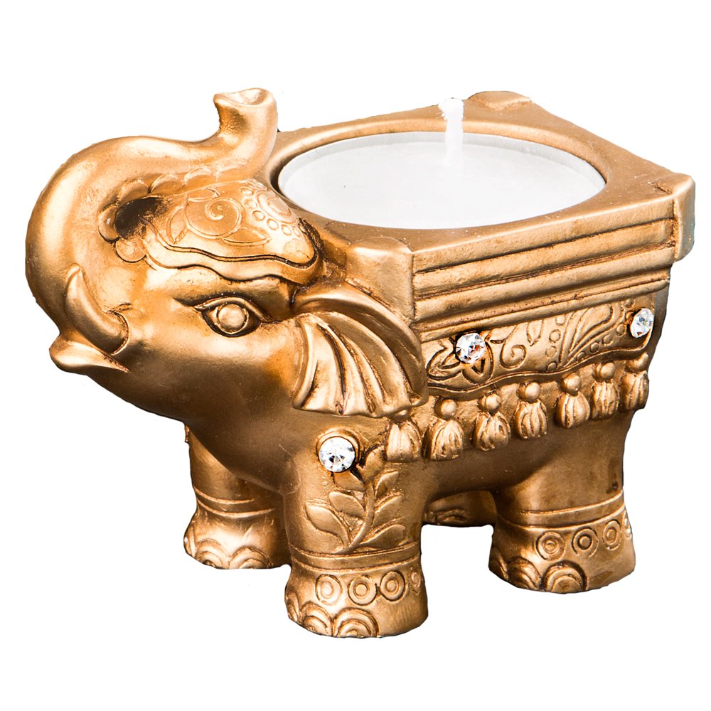 Fashioncraft 8967 Gold Good Luck Indian Elephant Candle Holder votive