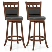 Resenkos Kitchen Counter Bar Chairs, Bar Stools,Wood Swivel Bar Stools Set of 2 with Faux Leather Upholstered Seat and Back-Brown