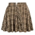 thumbnail image 3 of Skymirror Women Skirt High Elastic Waist Big Hem A-line Colorblock Plaid Print Loose Ankle Length Soft Pockets Retro Ruffle Elegant Party Commute Lady Maxi Skirt, 3 of 8