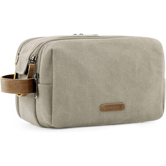 Toiletry Bag for Men, Canvas Travel Toiletry Organizer Dopp Kit Water-resistant Shaving Bag for Toiletries Accessories,Grey-Medium