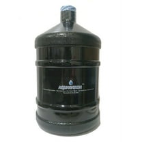 AquaNation 1 Gallon Polycarbonate Reusable Daily 8 Plastic Drinking Water Bottle Jug Container with Holder Drinking Canteen (Solid Black)