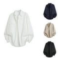 thumbnail image 3 of SBYOJLPB Men's Solid Color Button Turndown Collar Long Sleeved Shirt Double Pocket Work Shirt, 3 of 4