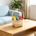 thumbnail image 5 of Handwoven Rattan Flower Arrangement Basket with Handle, Natural Wicker Planter for Fresh Dried Flowers, Home Decor Storage Organizer, 5 of 6