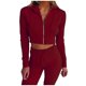 thumbnail image 1 of Mujeres Sexy Casual Cuello en V Sólido Deportes Manga completa Cremallera Pantalones con capucha Traje Fridja hfkajh99924, 1 of 6