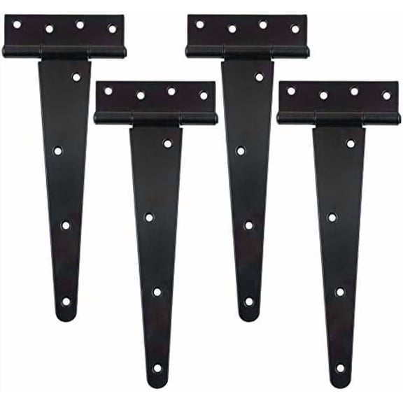 Heavy Duty T Hinge Tee Hinge T Strap Hinge Shed Hinge Gate Hinge Barn Hinge Fence Hinge Door Hinge Wrought Rustproof All Size Black (4 pcs, 10 inch