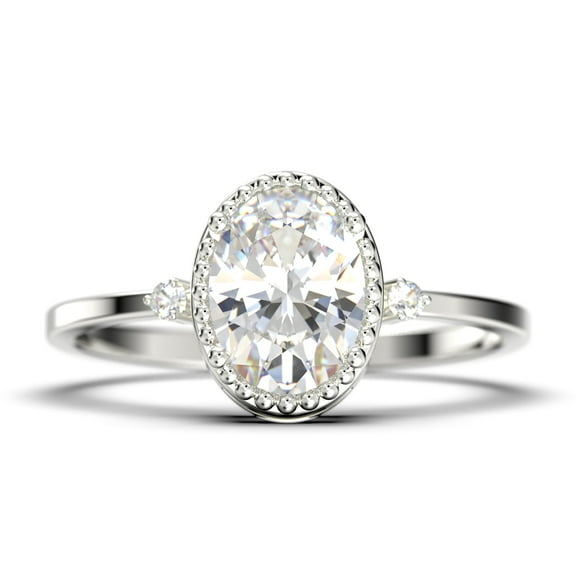 Beautiful Boho And hippie 1.35 Carat Oval Cut Diamond Moissanite Engagement Ring, Wedding Ring in 925 Sterling Silver With 18k White Gold Plating Romanic Gift For Her, Promise Ring, Anniversary Ring