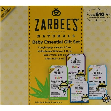 Zarbee's Naturals Baby Bee Prepared Kit Includes: Cough Syrup+Mucus, Chest Rub, Gripe Water & Multivitamin with Iron