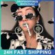 thumbnail image 2 of Fashion Trend Sunglasses Cow Color White Dot Oval Black Frame Sunshade Glasses UV400 Fishing Shades Riding Driving Goggles, 2 of 5