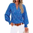 thumbnail image 1 of Blusa MASCOMODA de chifón floral con cuello en V y manga larga para mujer, 1 of 6