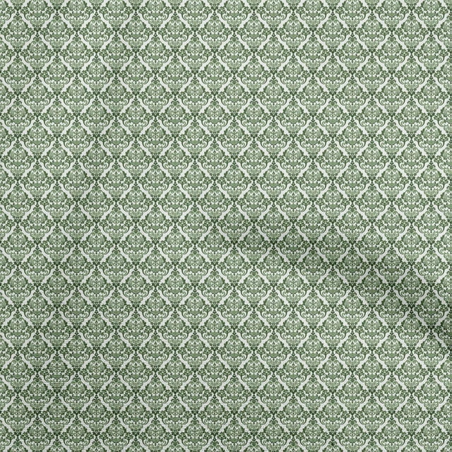 oneOone Cotton Poplin Dark Green Fabric Damask Sewing Material Print Fabric By The Yard 56 Inch Wide