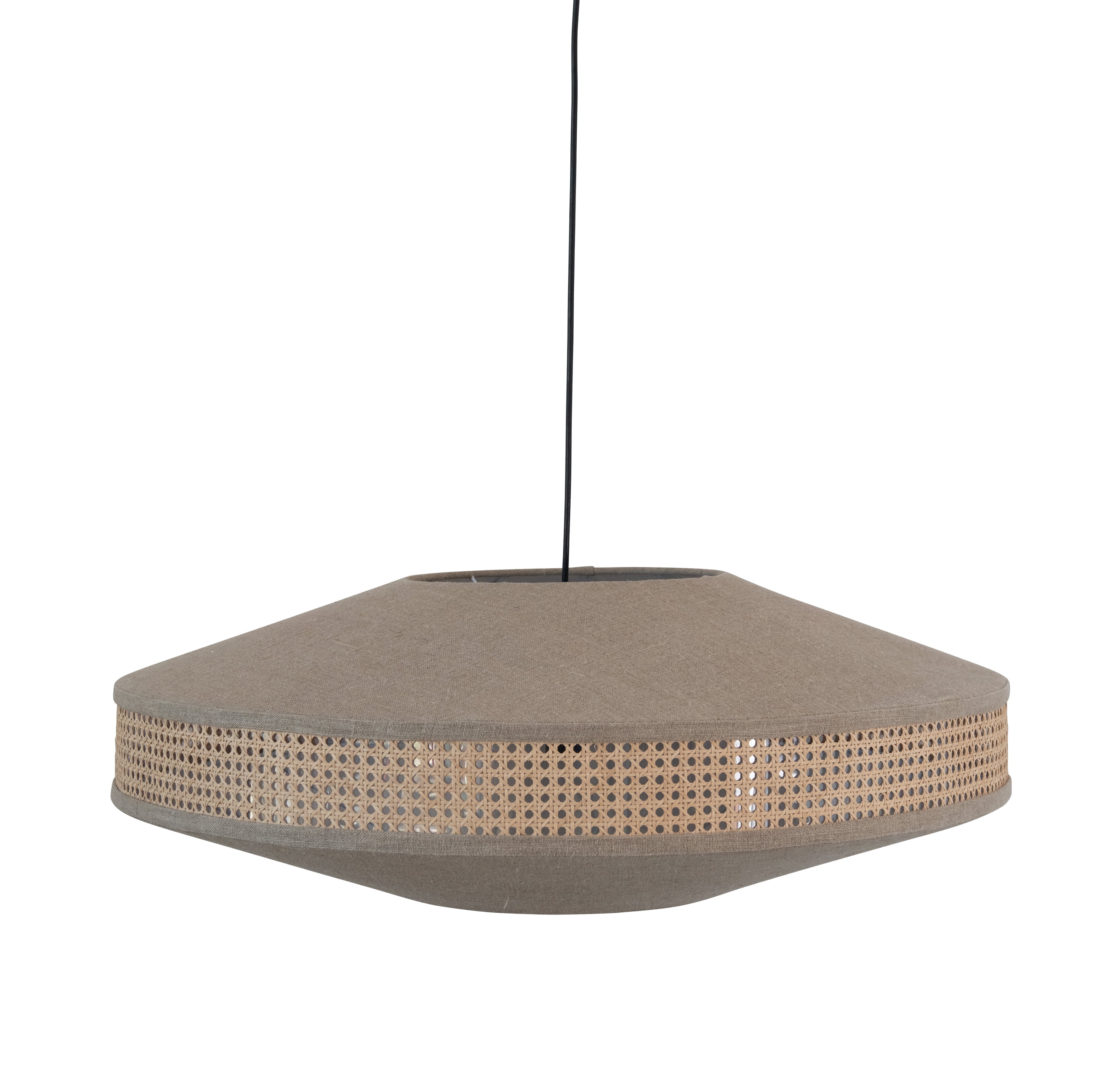 Bloomingville 32.5" Round Linen & Cane Pendant Light with 6' Cord