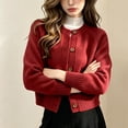 thumbnail image 2 of Enjoytime Cardigan Sweaters for Women Crew Neck Button Down Knit Cropped Cardigans Work Casual Trendy Fall Winter Clothes, 2 of 5