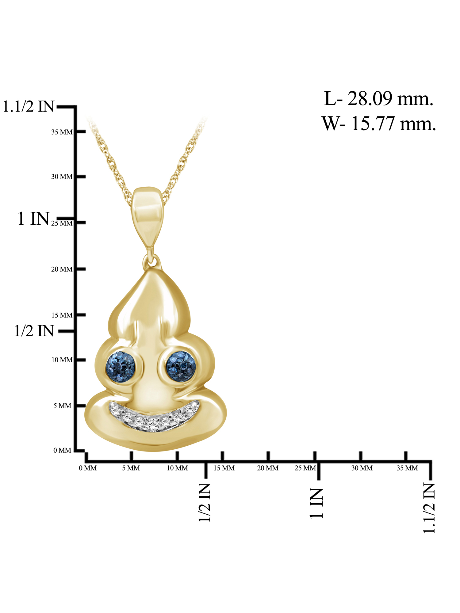 JewelersClub Accent Blue And White Diamond 14K Gold Over Silver Emoji Pendant
