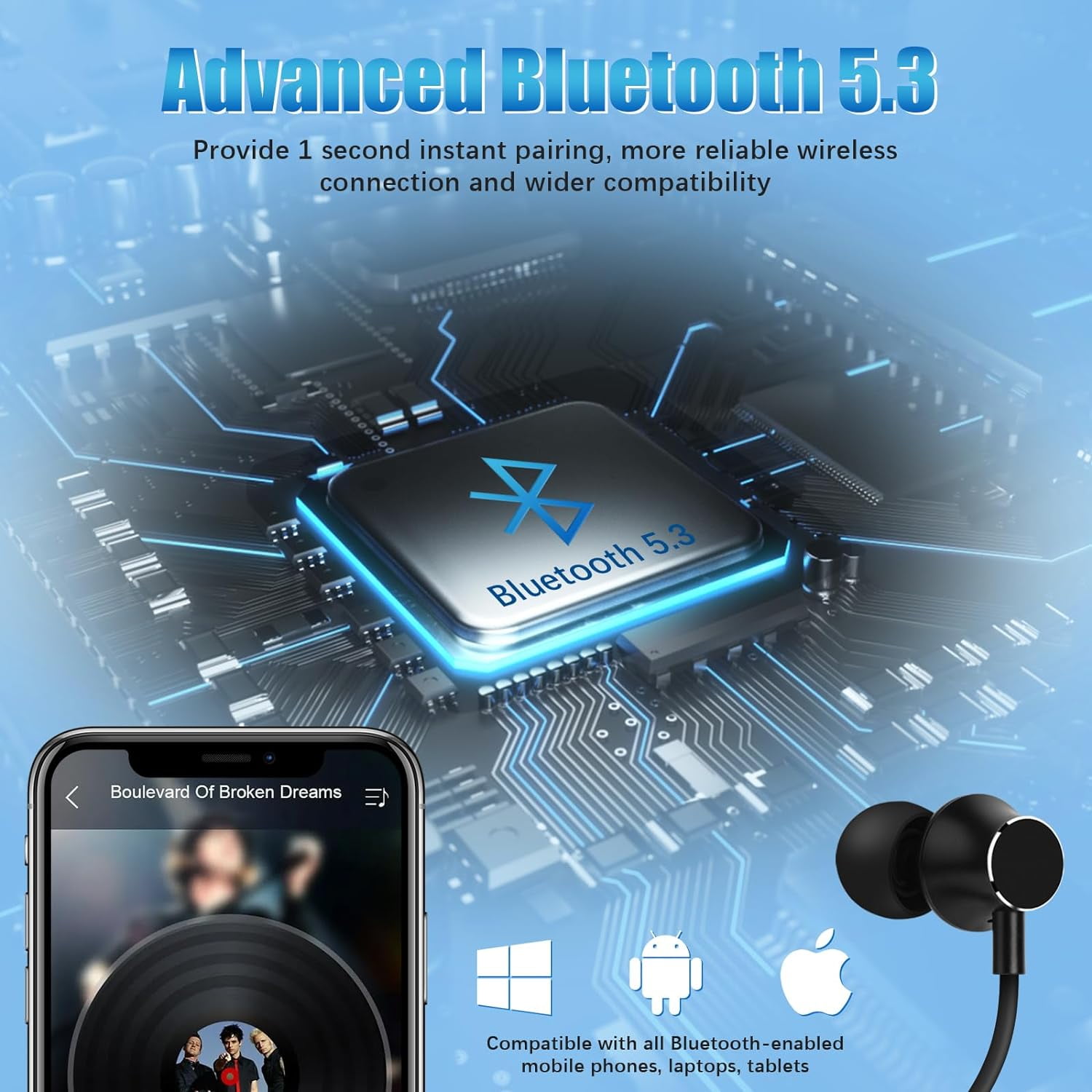 Bluetooth Earbuds 120 Hours Extra Long Playback with Microphone Headset, i35 Balanced Armature Drivers Stereo in Ear Wireless Ear Buds, Waterproof Workout Neckband Headphones (Black) thumbnail 12