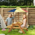 thumbnail image 2 of Outsunny Table de Pique-Nique pour Enfants 3-en-1 Table de Sable et d'Eau avec Parapluie Pliable, 2 of 10