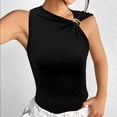 thumbnail image 6 of STETMN Women's Sleeveless Tops Asymmetrical Neck Slim Tee Going Out Summer Casual Ruched Y2k Tank Top, 6 of 7