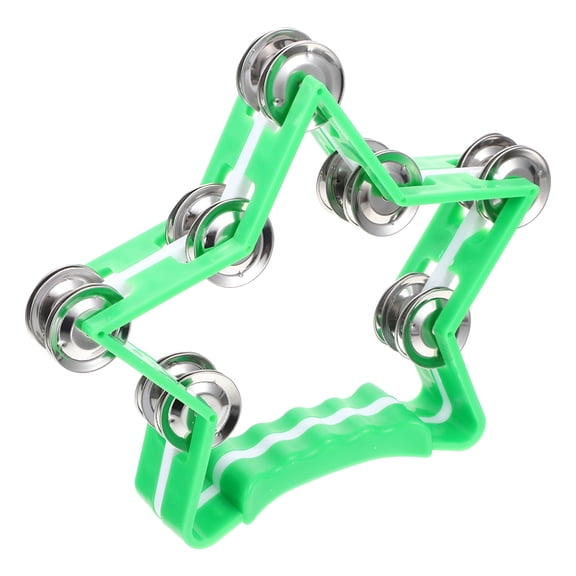 QAYOZ Green Double Row Pentagram Tambourine Percussion for Kids & Adults