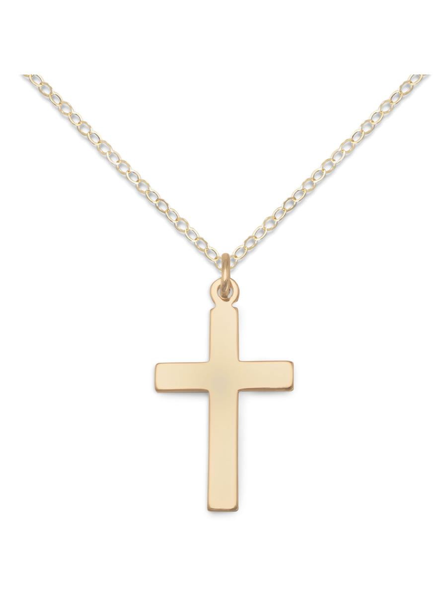 14K Yellow Gold Crucifix Pendant on an Adjustable 14K Yellow Gold Chain Necklace 